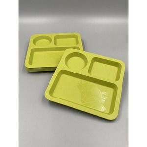 Set of 6 Pillowfort Kids Green Square Divided Plates Fox Animal Print‎